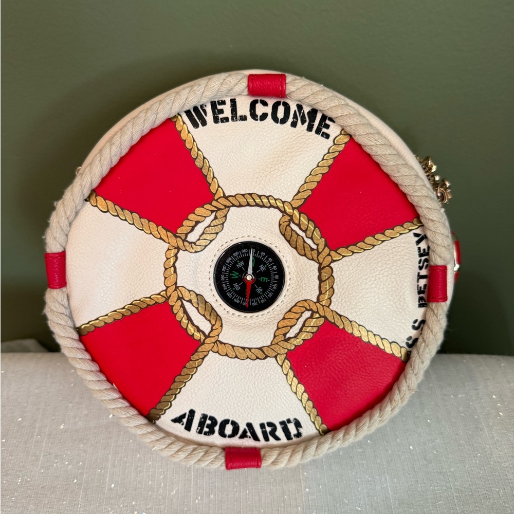 Betsey Johnson Hey Sailor Welcome Aboard Cream and Red Bag